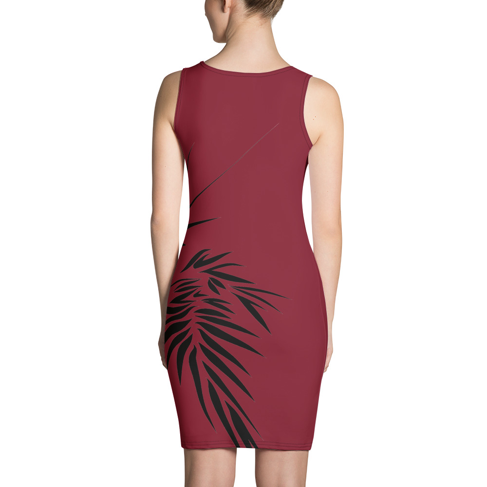 Bodycon Dress Jurk Power UP achterkant : back 1 : warm rood zwart : warm red black