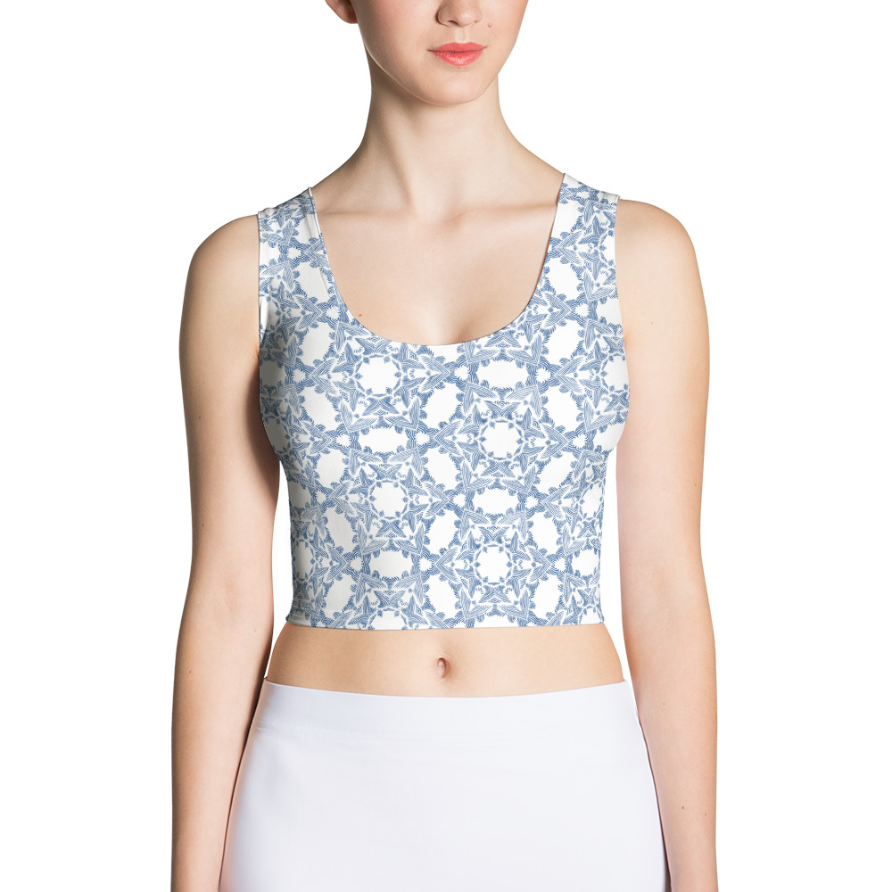 Duurzame unieke Yoga Croptop wit en klassiekblauw Duurzame unieke Yoga Croptop