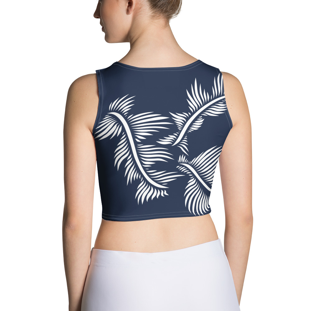Crop Top Lines 4 Peace achterkant: backside 2 marine blauw wit navy blue wit