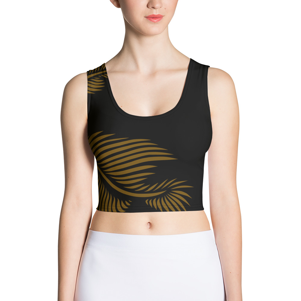 Crop Top Lines 4 Peace voorkant: front side 2 : zwart hazelnoot bruin: black hazelnut brown