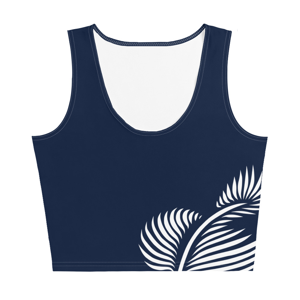 Crop Top Lines 4 Peace voorkant: front side 3 marine blauw wit navy blue wit