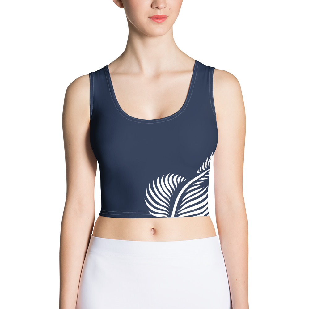 Crop Top Lines 4 Peace voorkant: frontside 2 marine blauw wit navy blue wit