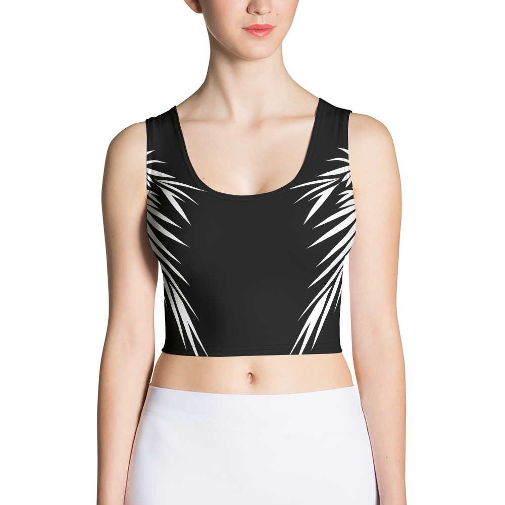 Crop Top Power Up Yin Yang voorkant: front side 2: zwart wit: black white