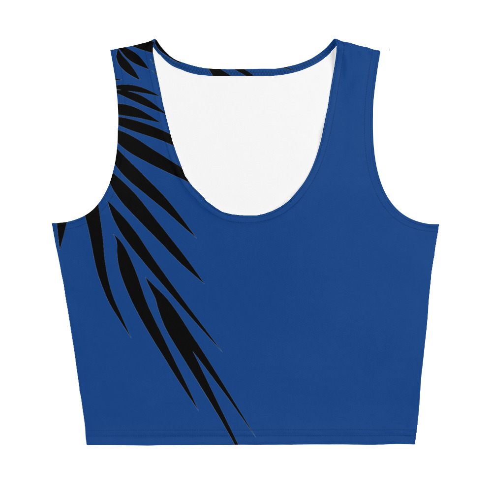 Crop Top Power Up voorkant: front side 3: kobalt blauw zwart - cobalt blue black