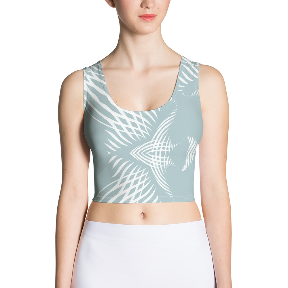 Crop Top Proud Pattern voorkant : front side 2 : mint groen wit : mint green white