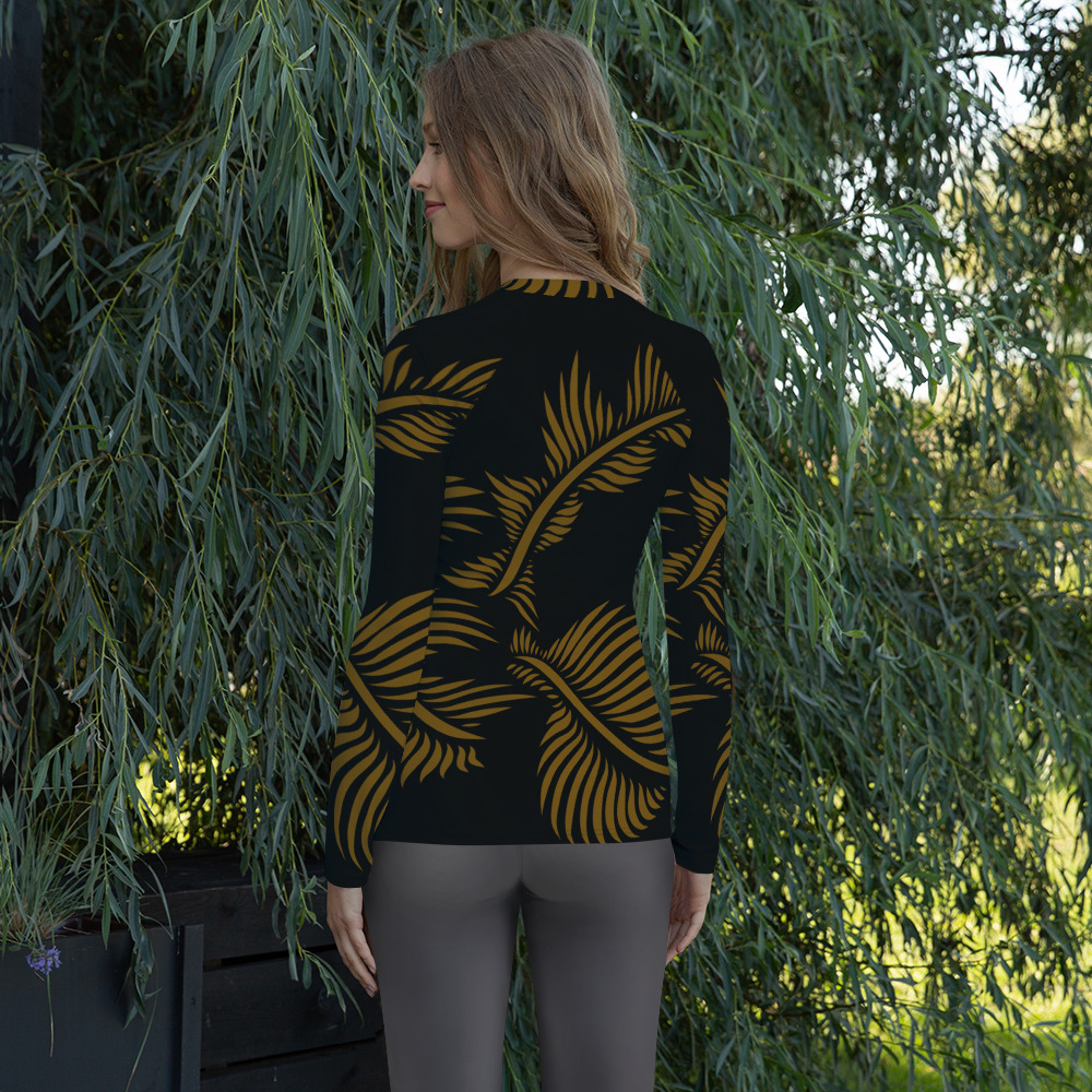 Rash Guard Lines 4 Peace achterkant: back 1 : zwart hazelnoot bruin: black hazelnut brown