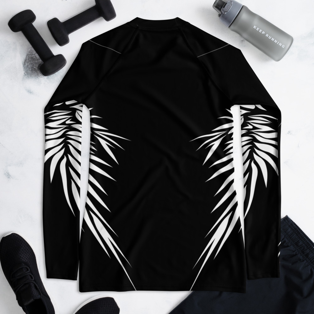 Rash Guard Power Up Yin Yang achterkant: backside 3: zwart wit: black white