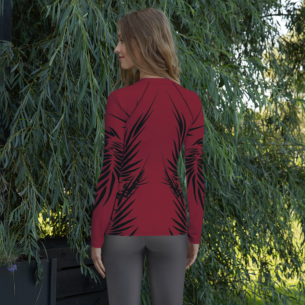 Rash Guard Power Up achterkant: backside 1 : warm rood zwart : warm red black