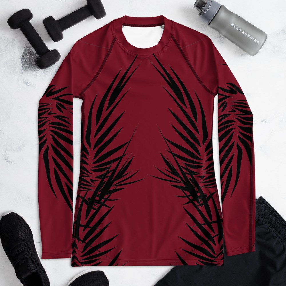 Rash Guard Power Up voorkant: front 3 : warm rood zwart : warm red black