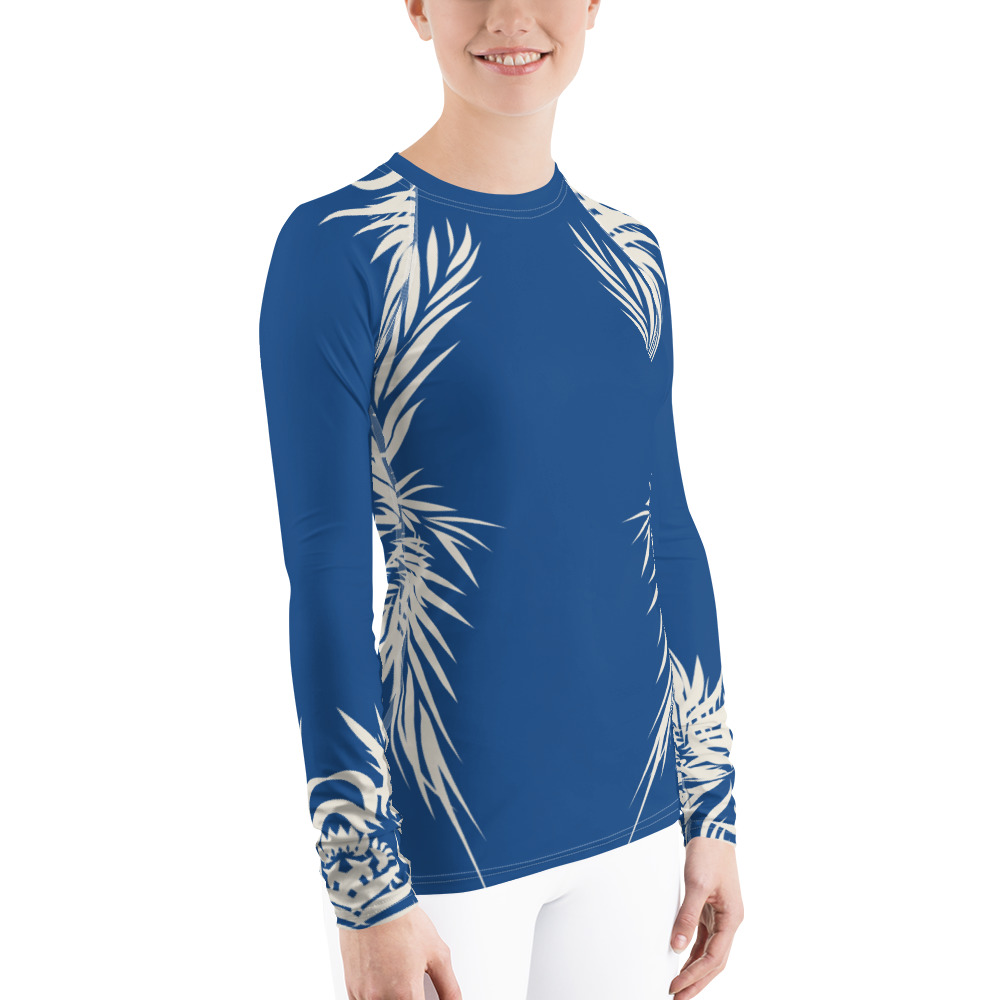 Rash Guard Power Up zijkant : side R: kobalt blauw wit - cobalt blue white
