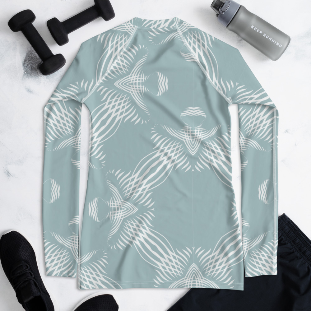 Rash Guard Proud Pattern achterkant: back side 3: mint groen wit : mint green white
