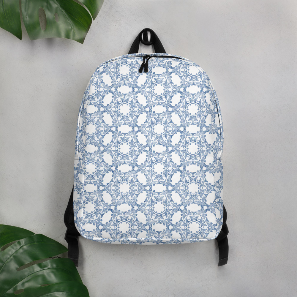 Rugzak Backpack Grace in Lace: detail 5 : wit klassiek blauw - white classic blue