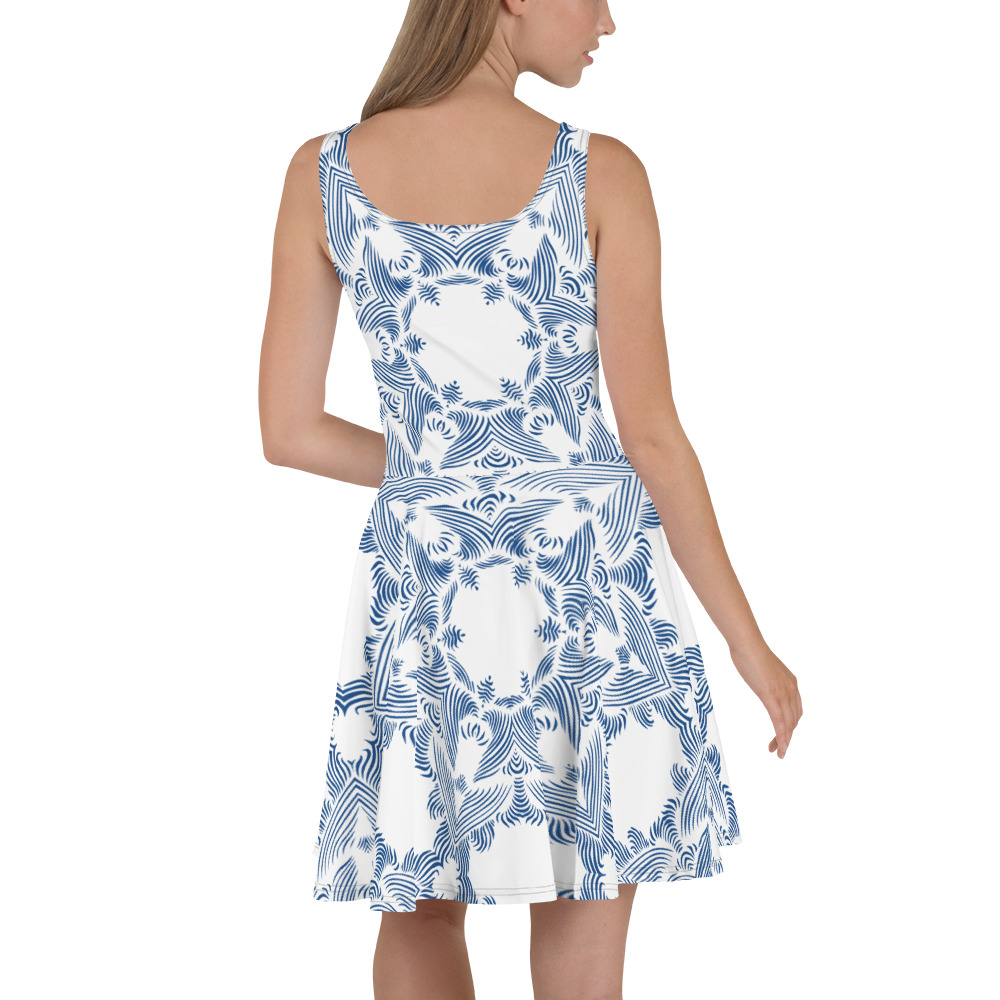 Skaterdress: Skaterjurk Grace in Lace achterkant: back 1: wit klassiek blauw - white classic blue