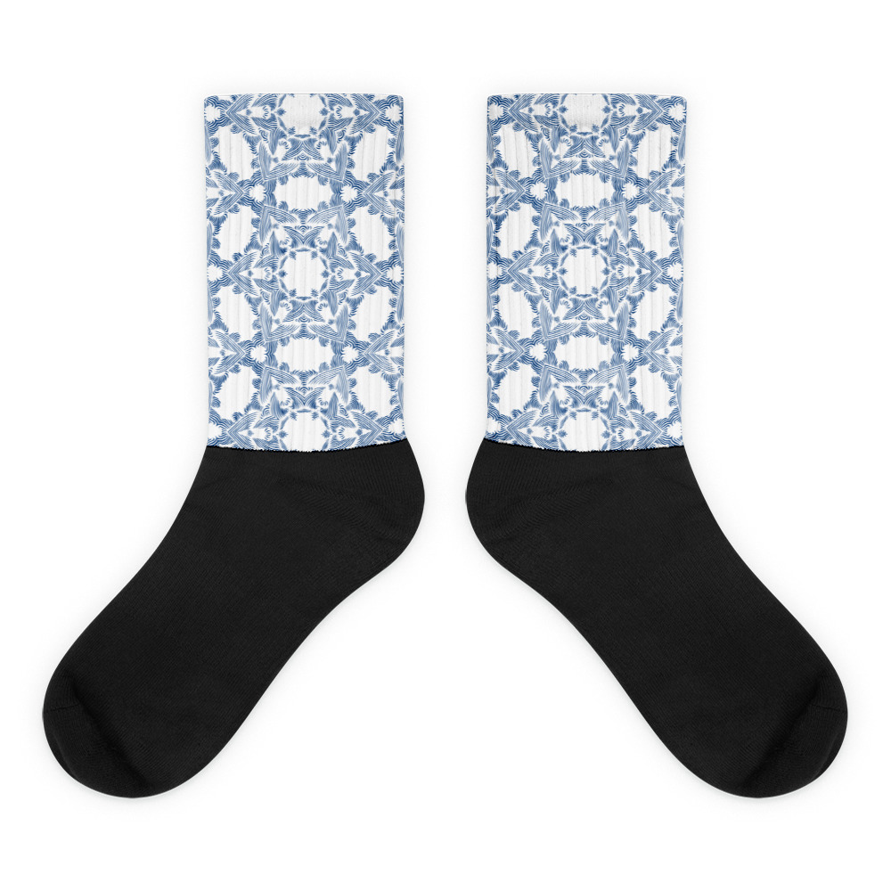 Sokken Socks Grace in Lace: detail 1 : wit klassiek blauw - white classic blue