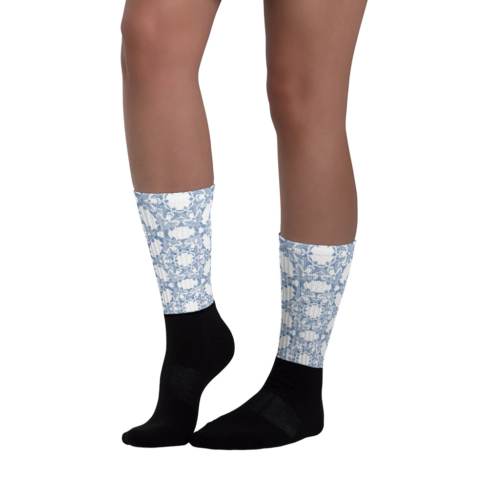 Sokken Socks Grace in Lace: detail 4 : wit klassiek blauw - white classic blue
