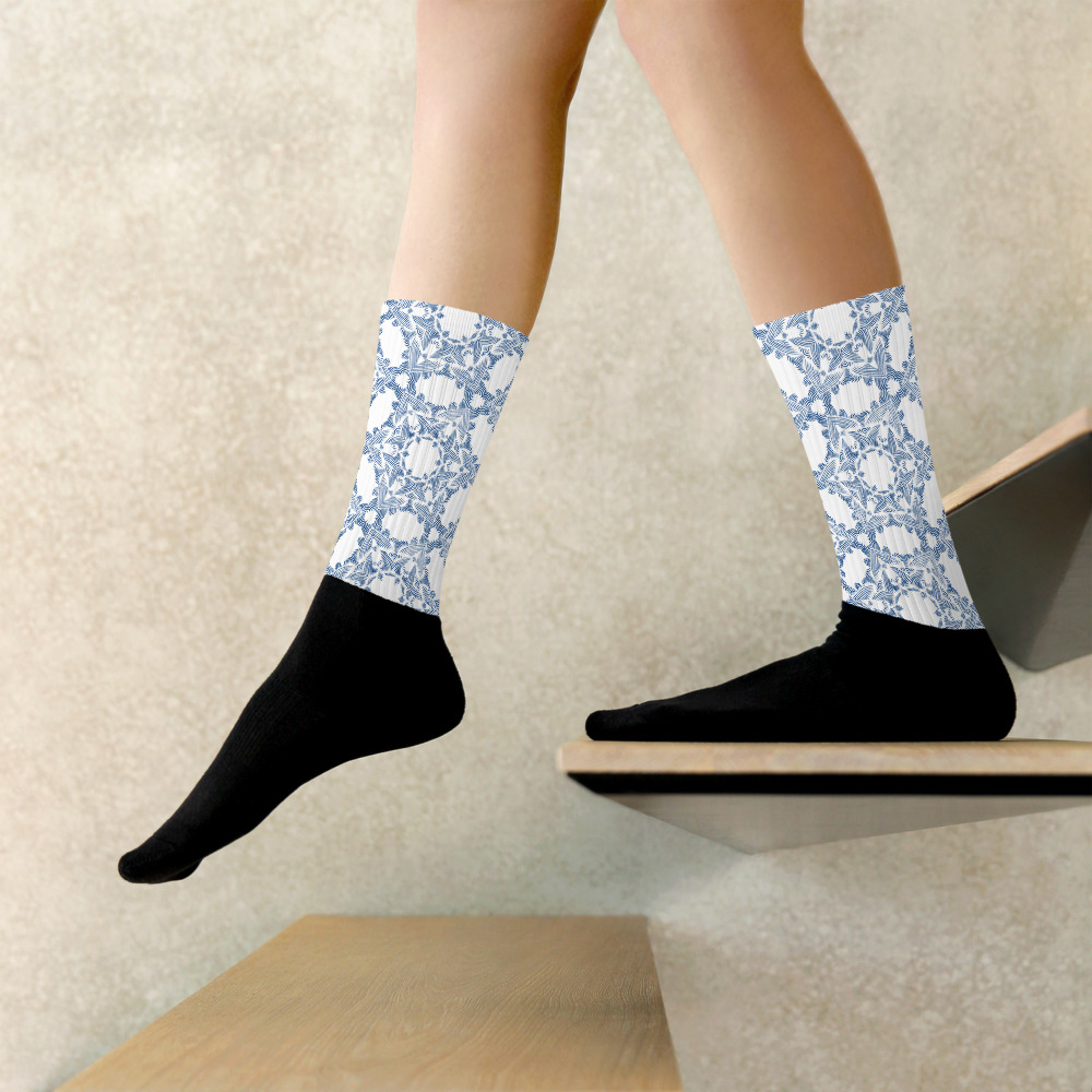 Sokken Socks Grace in Lace: detail 5 : wit klassiek blauw - white classic blue