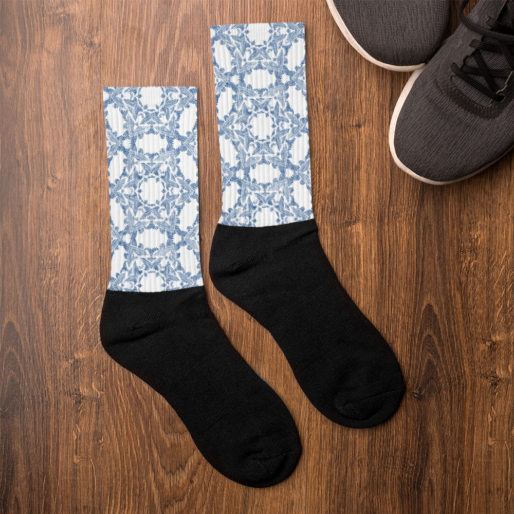 Sokken Socks Grace in Lace: detail 6 : wit klassiek blauw - white classic blue