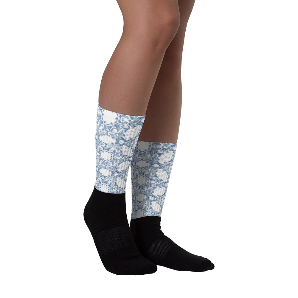 Sokken Socks Grace in Lace: detail 7 : wit klassiek blauw - white classic blue