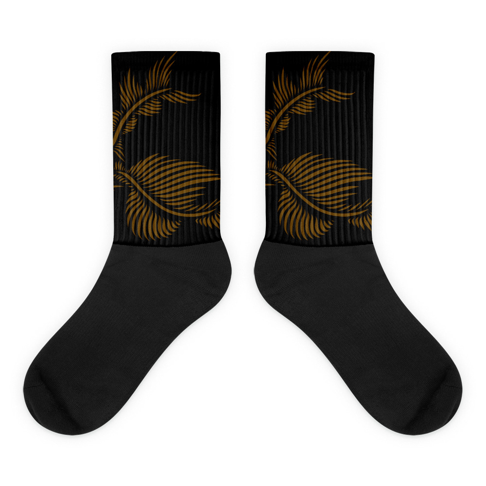 Sokken Socks Lines 4 Peace : detail 2 : zwart hazelnoot bruin: black hazelnut brown