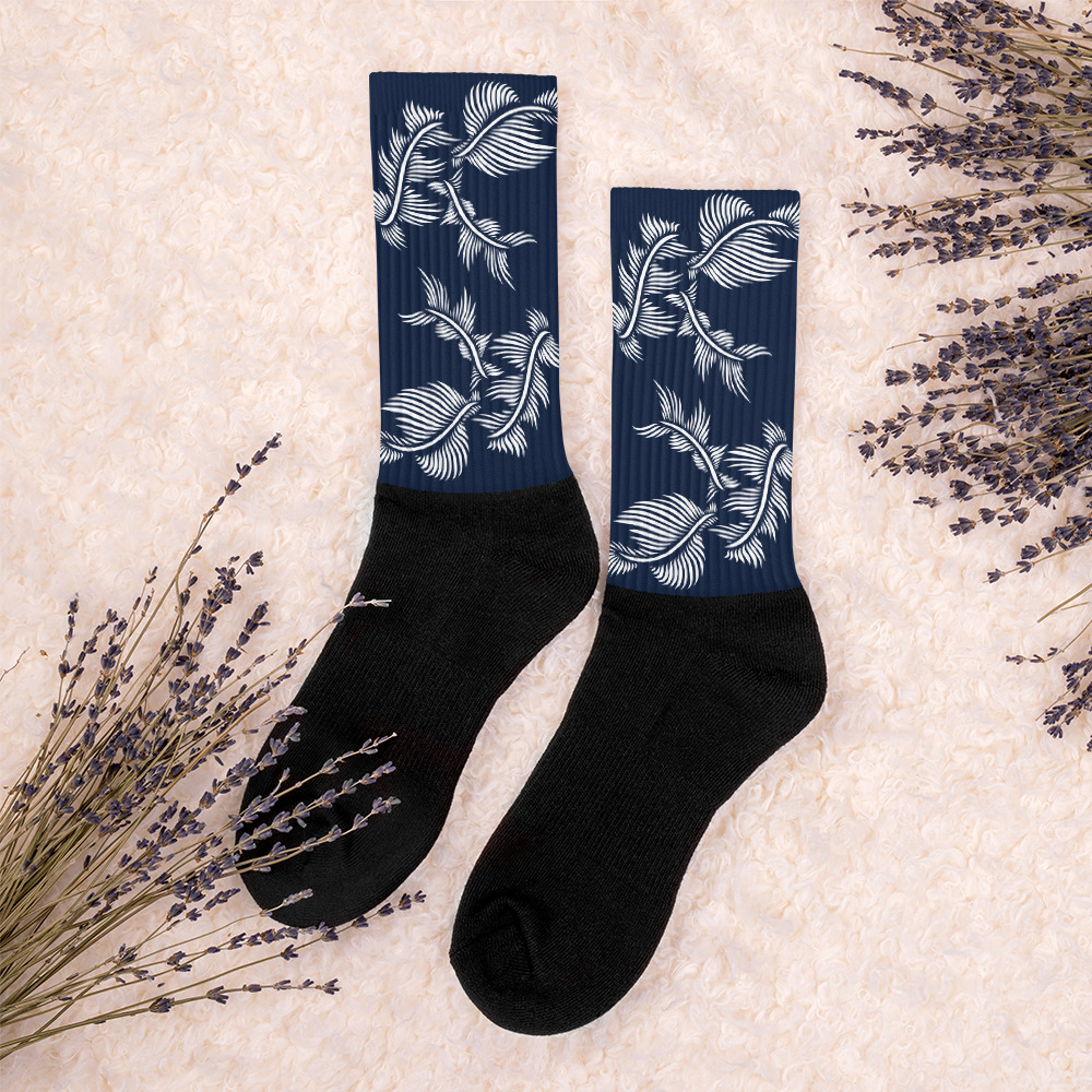 Sokken Socks Lines 4 Peace : detail 3: marine blauw wit navy blue wit