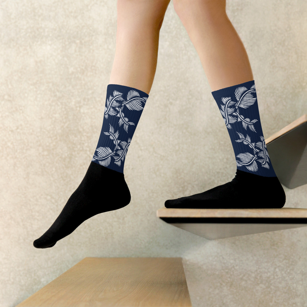 Sokken Socks Lines 4 Peace : detail 4: marine blauw wit navy blue wit