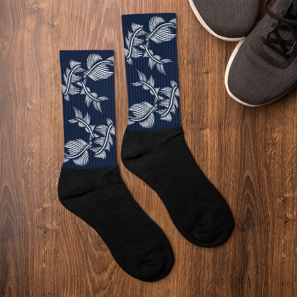 Sokken Socks Lines 4 Peace : detail 5: marine blauw wit navy blue wit