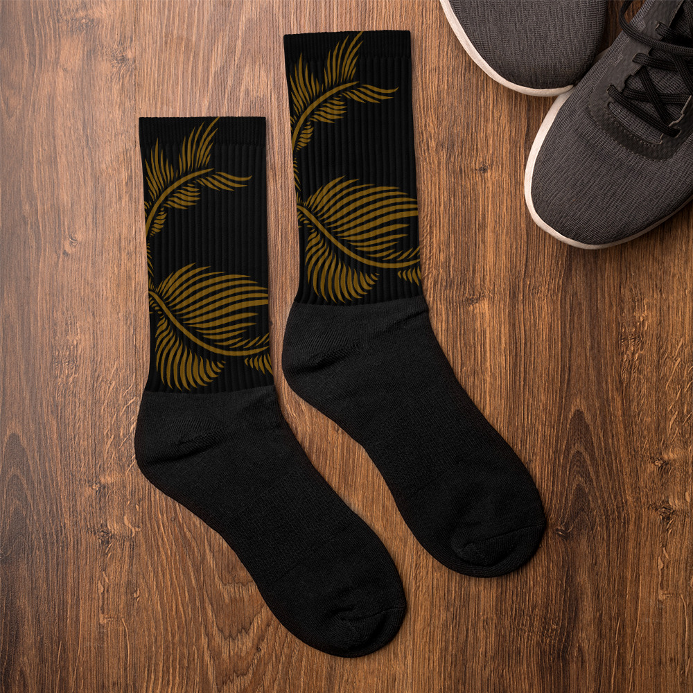 Sokken Socks Lines 4 Peace : detail 5 : zwart hazelnoot bruin: black hazelnut brown