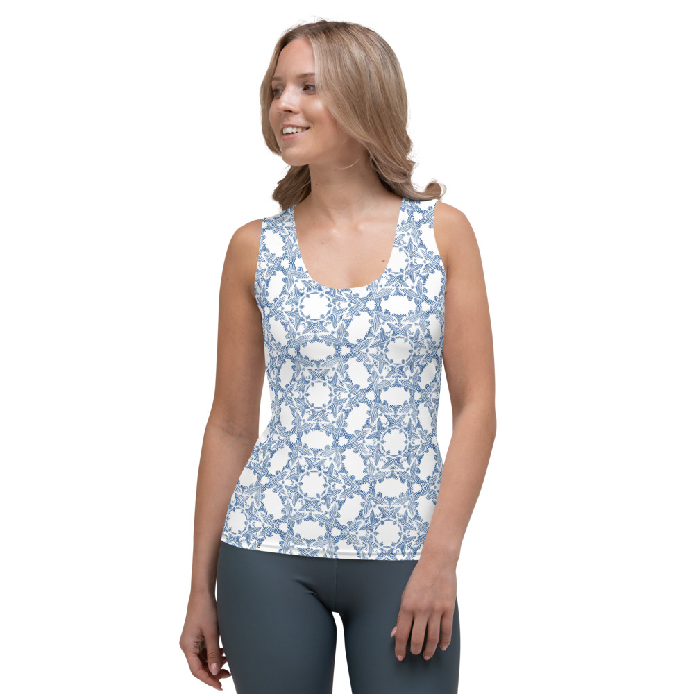 Tank Top Grace in Lace voorkant: front 1: wit klassiek blauw - white classic blue