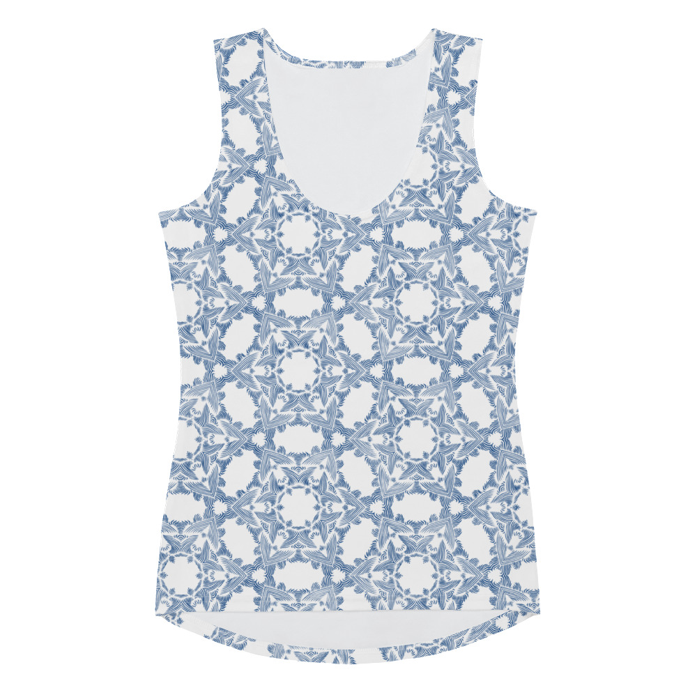 Tank Top Grace in Lace voorkant: front 3 : wit klassiek blauw - white classic blue