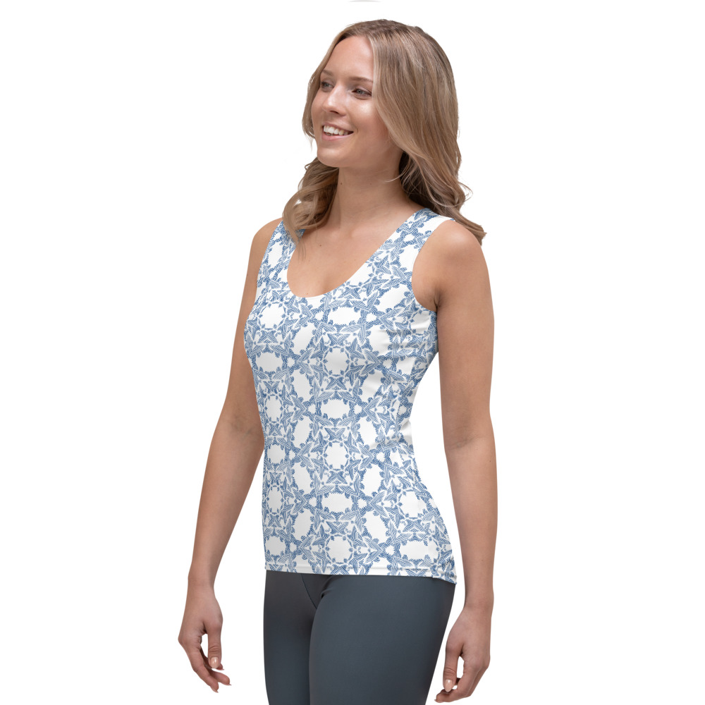 Tank Top Grace in Lace zijkant: side L : wit klassiek blauw - white classic blue