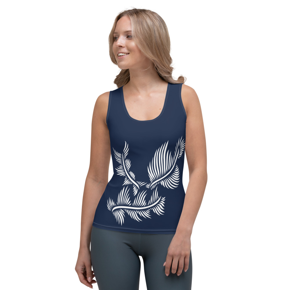 Tank Top Lines 4 Peace : voorkant: front 1 : marine blauw wit: navy blue white
