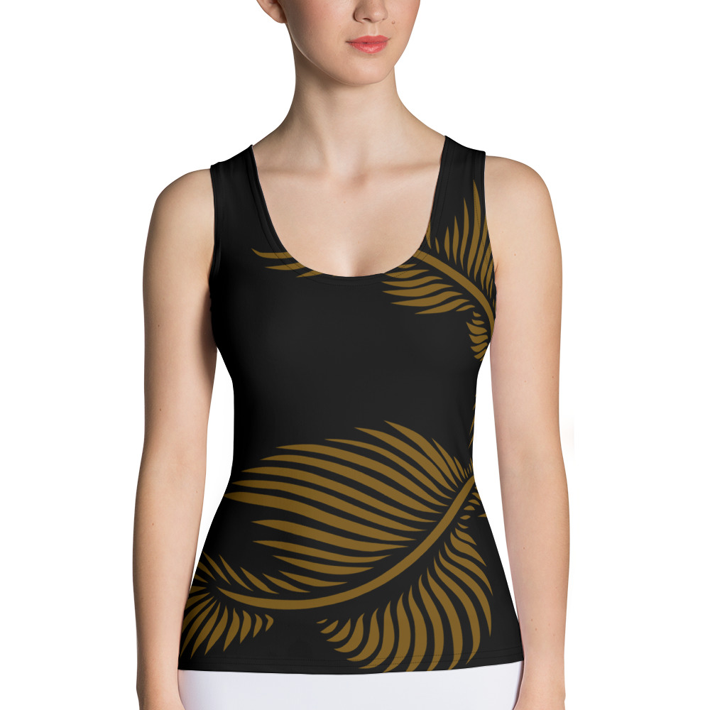 Tank Top Lines 4 Peace voorkant: front 2 : zwart hazelnoot bruin: black hazelnut brown