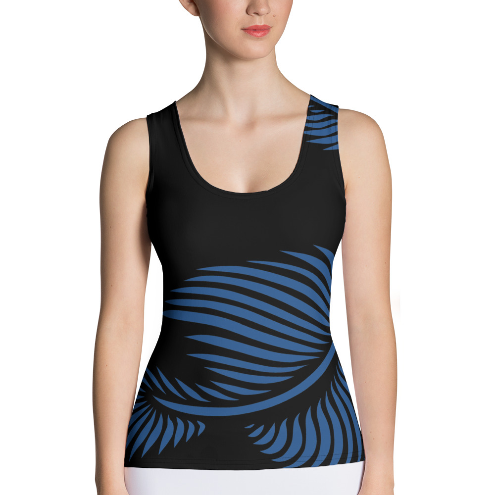Tank Top Lines 4 Peace voorkant: front 2: zwart klassiek blauw: black classic blue