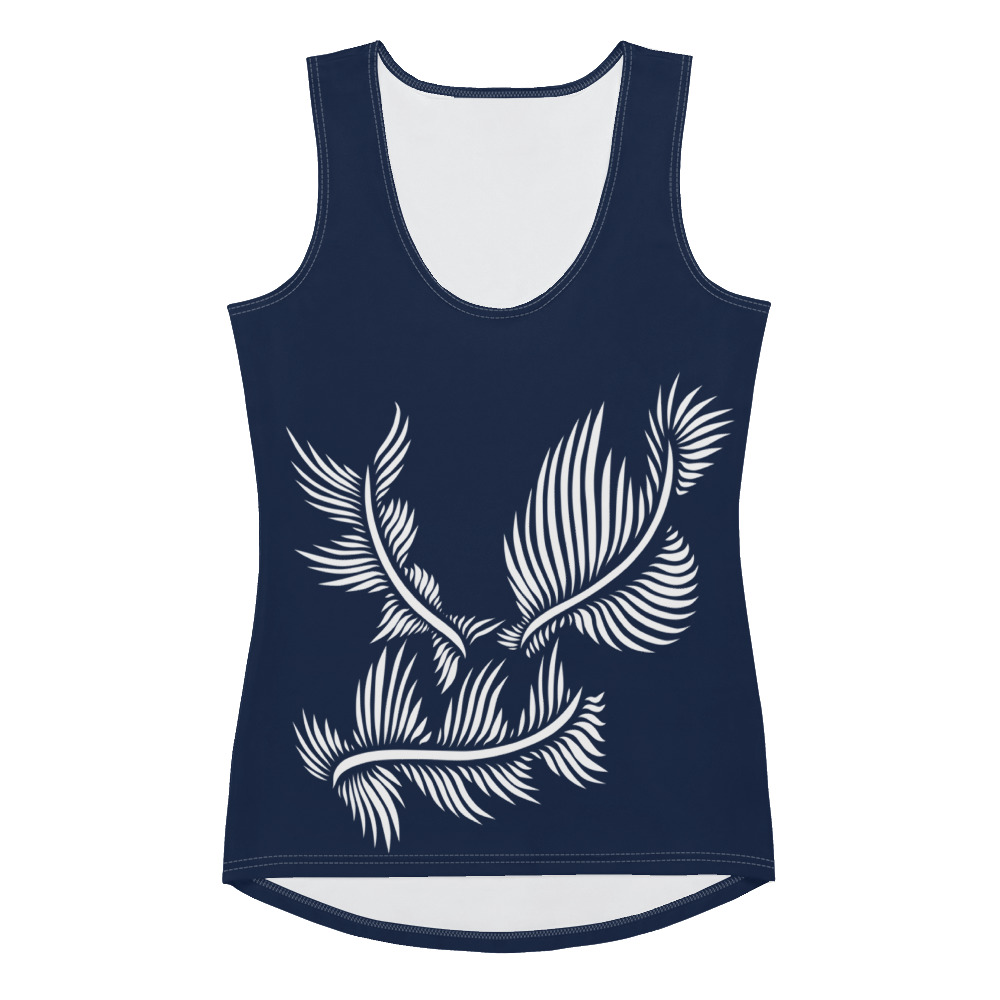 Tank Top Lines 4 Peace : voorkant: front 3 : marine blauw wit: navy blue white