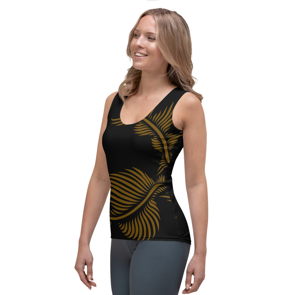 Tank Top Lines 4 Peace zijkant: side L : zwart hazelnoot bruin: black hazelnut brown