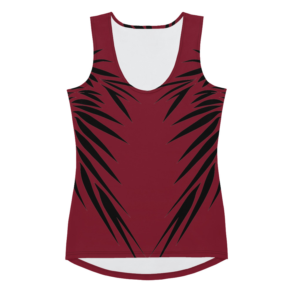 Tank Top Power UP voorkant : front 3: warm rood zwart : warm red black