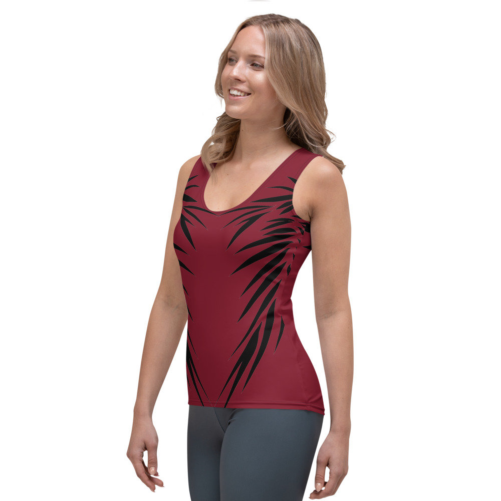 Tank Top Power UP voorkant : side L : warm rood zwart : warm red black