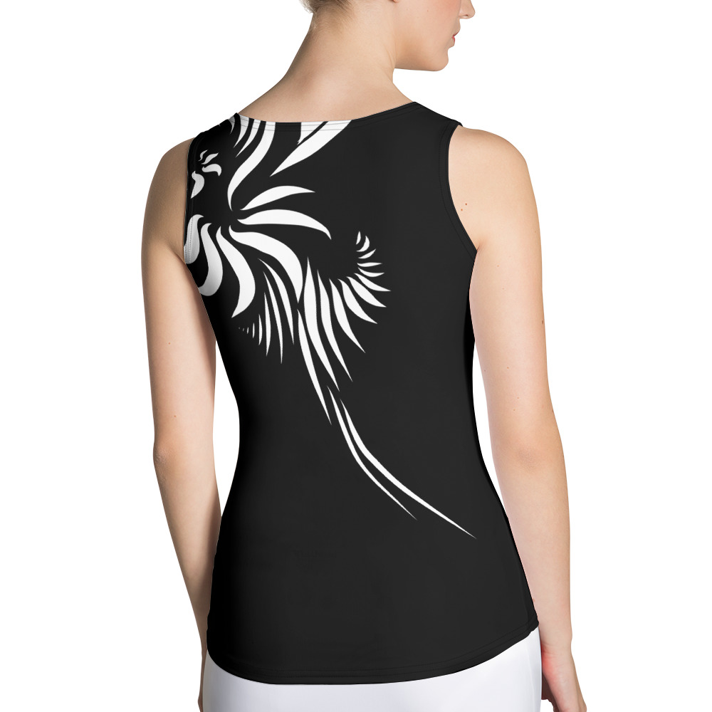 Tank Top Power Up Yin Yang achterkant : backside 2: zwart wit: black white