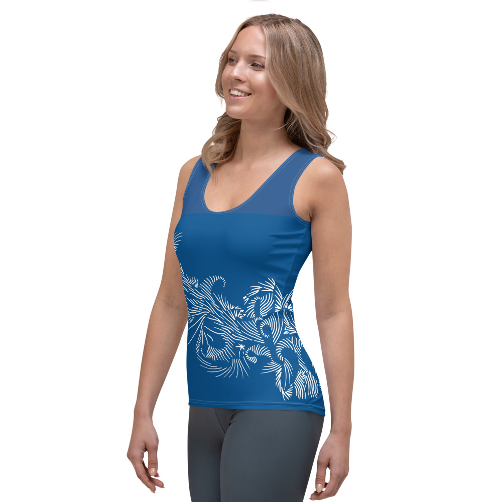 Tank Top design Angel Wings : zijkant - side L: klassiek blauw wit - classic blue white