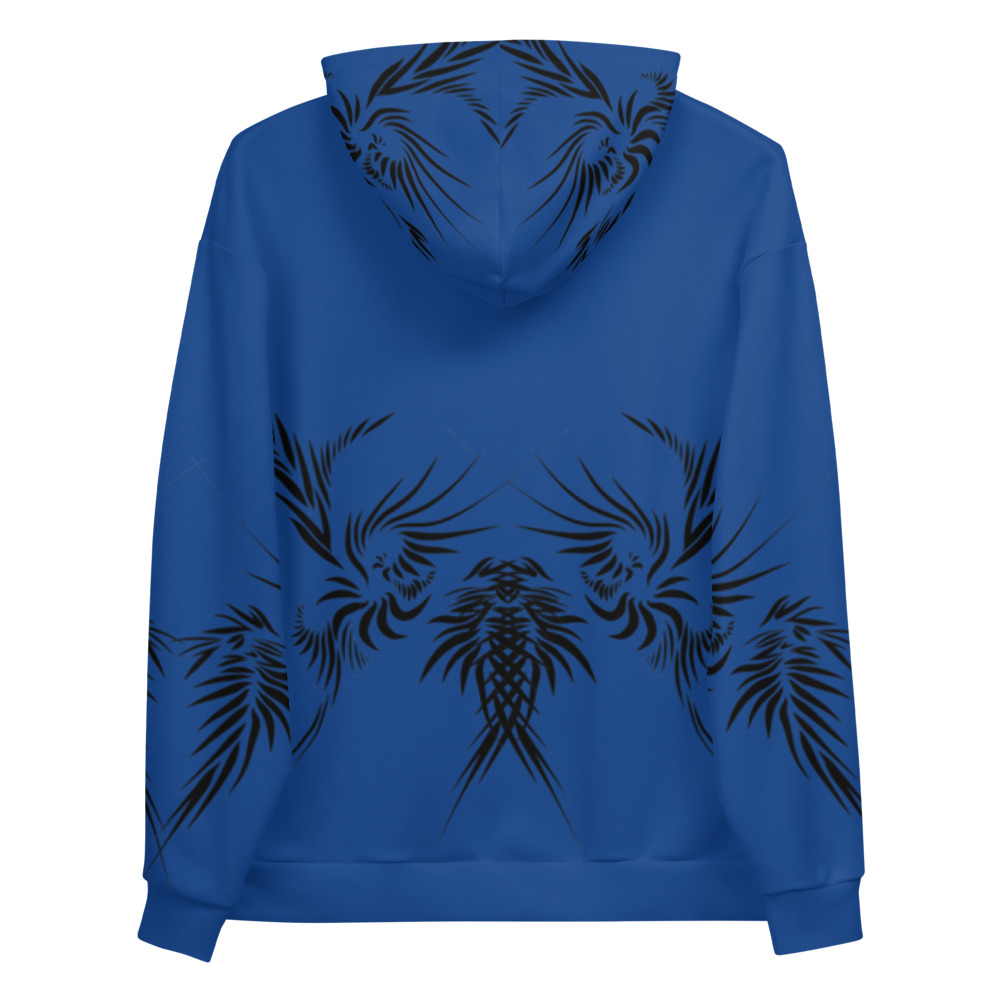 Unisex Hoodie Power Up - achterkant : back 5 :kobalt blauw zwart -cobalt blue black