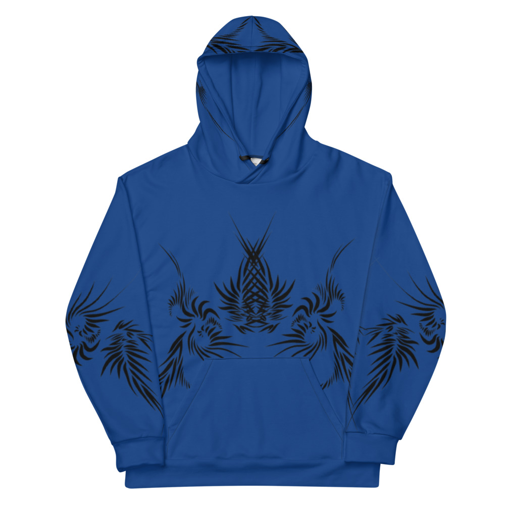Unisex Hoodie Power Up - voorkant : front 4 :kobalt blauw zwart -cobalt blue black