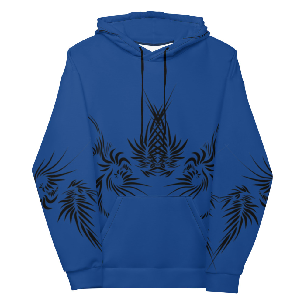 Unisex Hoodie Power Up - voorkant : front 5 :kobalt blauw zwart -cobalt blue black