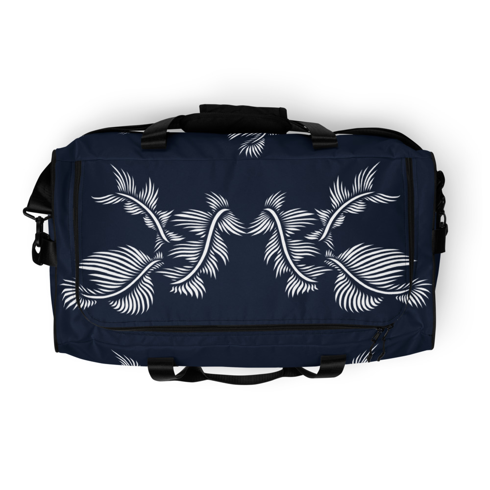 Weekendtas Duffle Bag Lines 4 Peace : bovenkant - Top 2 : marine blauw wit : navy blue white