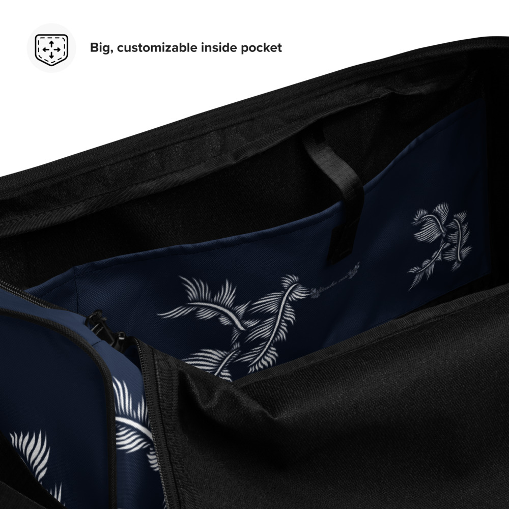 Weekendtas Duffle Bag Lines 4 Peace : detail 4 : marine blauw wit : navy blue white