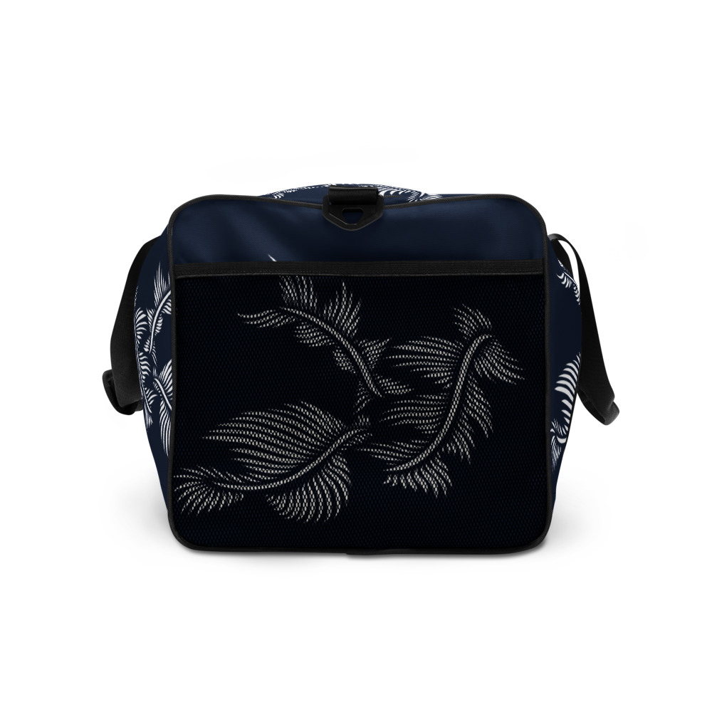Weekendtas Duffle Bag Lines 4 Peace : detail zijkant side : marine blauw wit : navy blue white