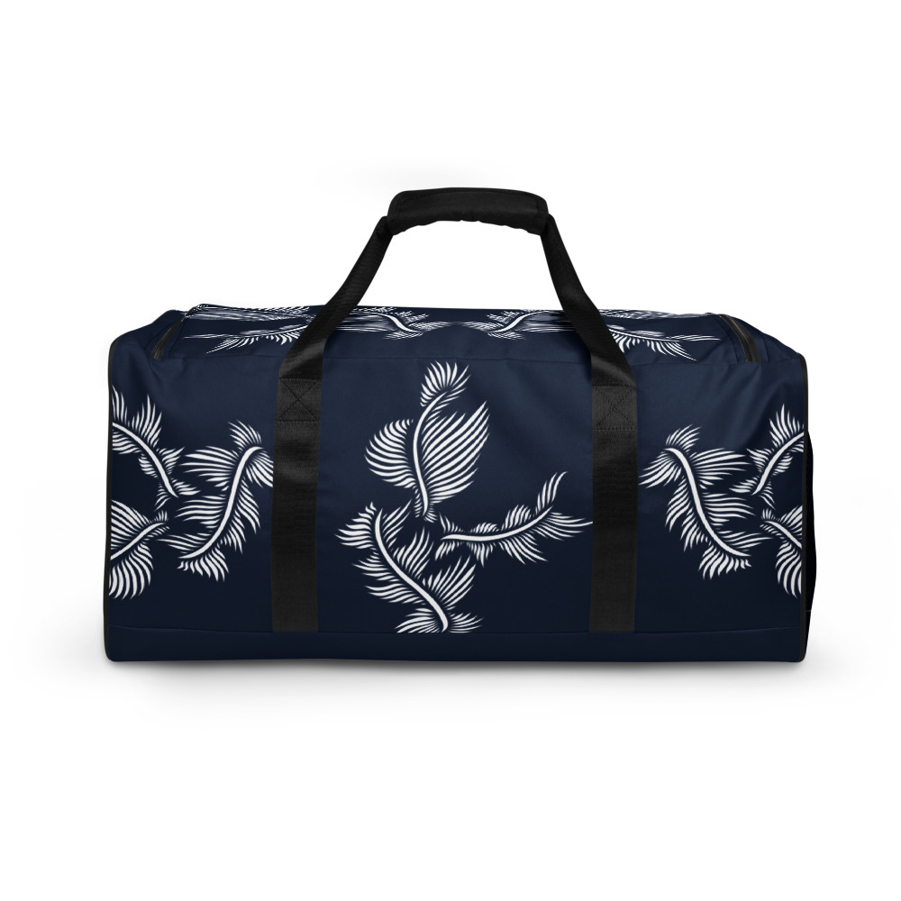 Weekendtas Duffle Bag Lines 4 Peace :zijkant: side 1 : marine blauw wit : navy blue white