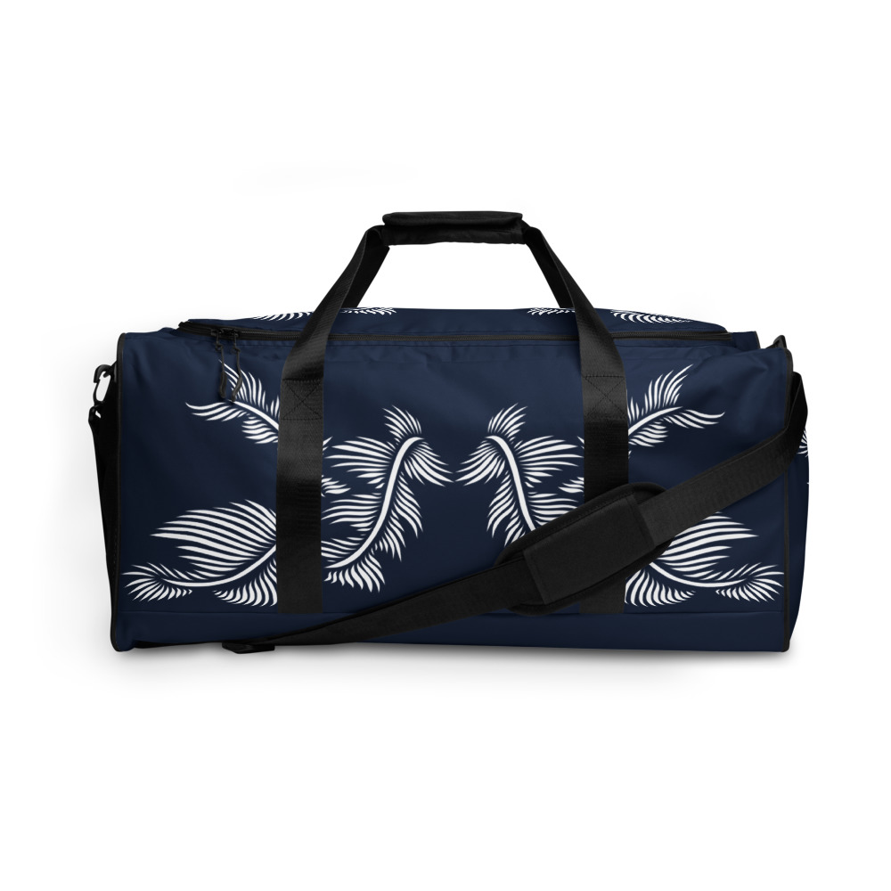 Weekendtas Duffle Bag Lines 4 Peace :zijkant: side 2 : marine blauw wit : navy blue white