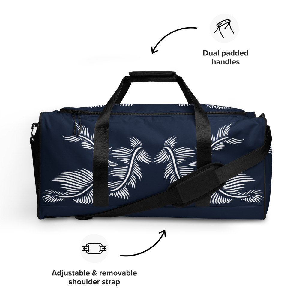 Weekendtas Duffle Bag Lines 4 Peace :zijkant: side 4 : marine blauw wit : navy blue white
