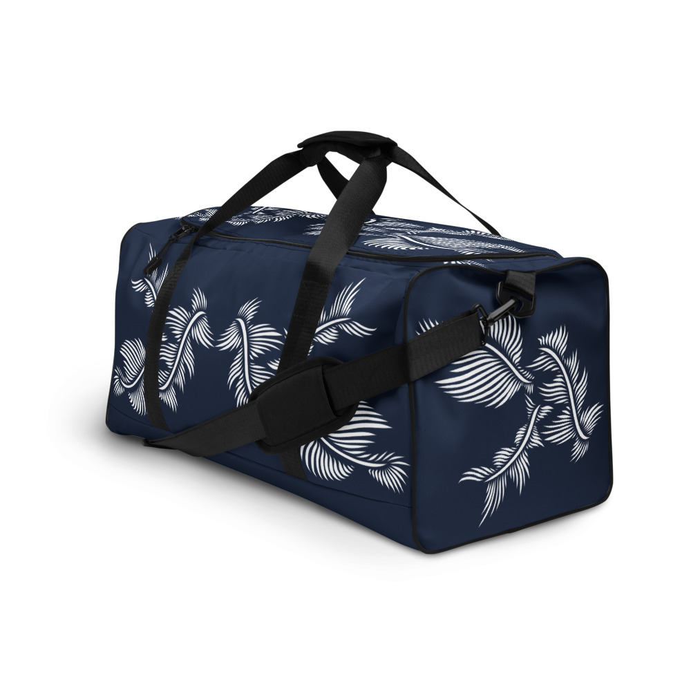 Weekendtas Duffle Bag Lines 4 Peace :zijkant: side 5 : marine blauw wit : navy blue white