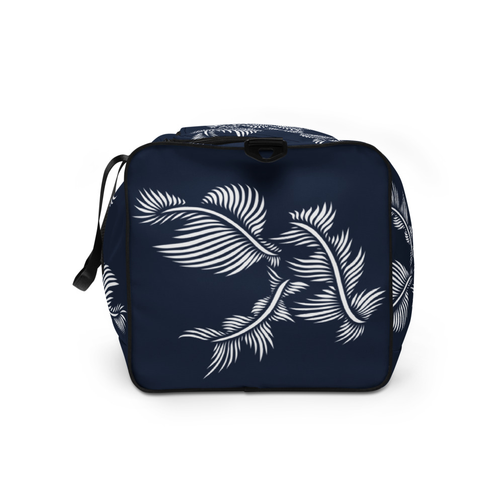 Weekendtas Duffle Bag Lines 4 Peace :zijkant: side front 1 : marine blauw wit : navy blue white